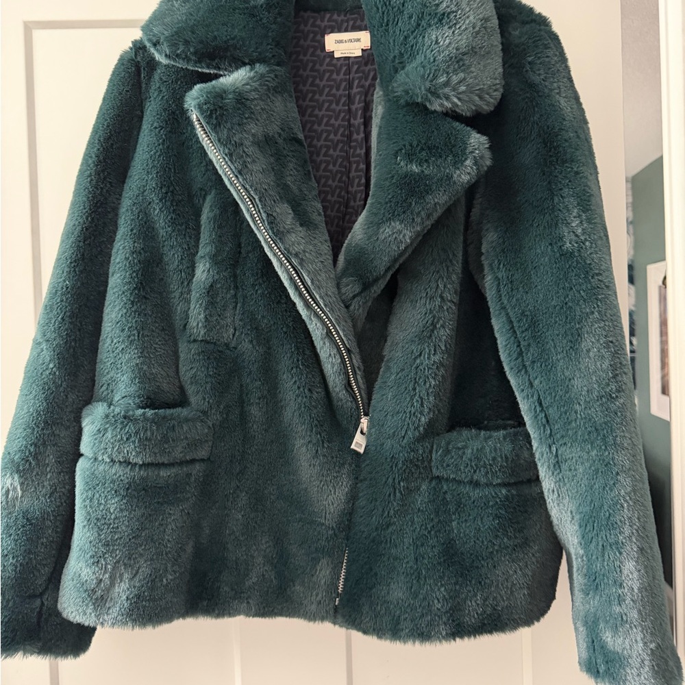 Zadig & Voltaire Freeze Faux Fur Teal Jacket